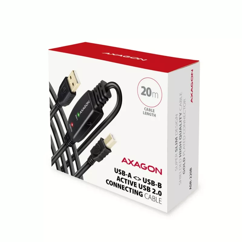 Axagon ADR-220B USB 2.0 A-M -> B-M aktyvus jungiamasis / kartotuvas kabelis 20 m