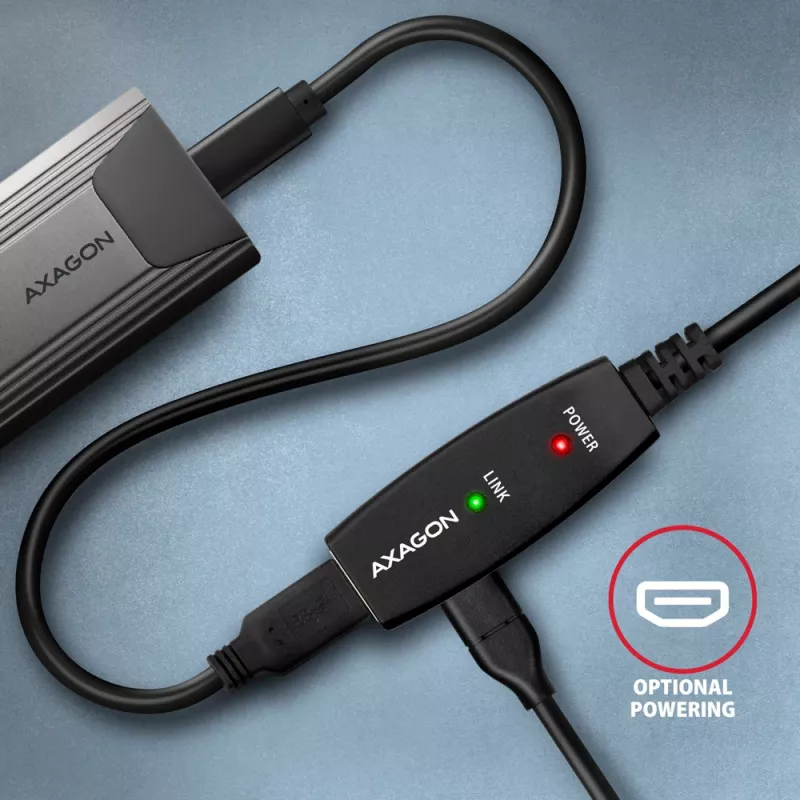 Axagon ADR-305 USB 3.2 Gen 1 A-M -> A-F aktyvus prailginimo kartotuvas 5 m