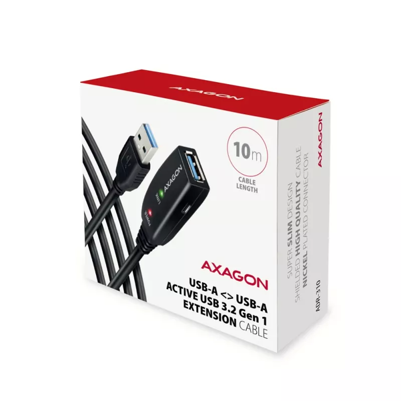 Axagon ADR-310 USB 3.2 Gen 1 A-M -> A-F aktyvus prailginimo / kartotuvo kabelis 10 m