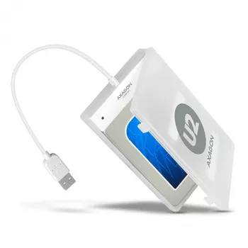 Axagon ADSA-1S USB 2.0 - 2,5 colio HDD SATA, HDD/SSD korpusas, 2,5 colio, Serial ATA, Serial ATA II, Serial ATA III, 0,48 Gbit/s, USB jungtis, balta