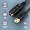 Axagon ADR-220 USB 2.0 A-M -> A-F aktyvusis ilginimo kartotuvo kabelis 20 m