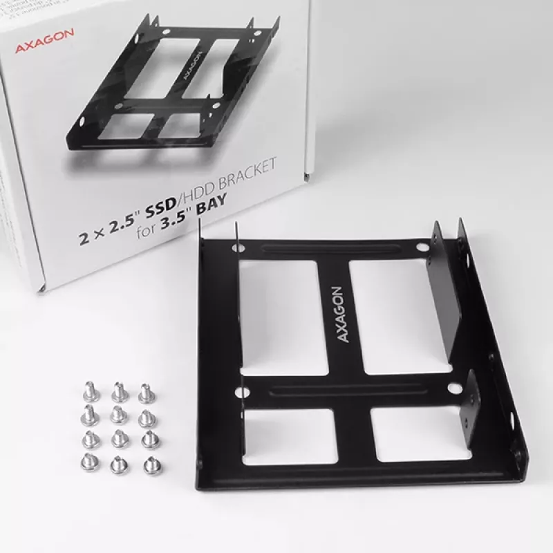 Axagon RHD-225 METAL laikiklis 2x 2,5 colio HDD/SSD į 3,5 colio nišą, ventiliatoriaus vieta