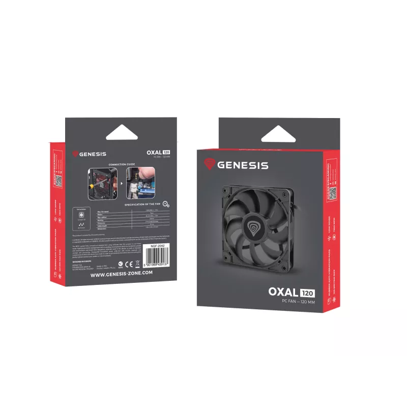 GENESIS Oxal 120 Computer case Fan 12 cm Juoda 1 vnt.