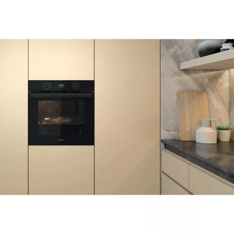 Įmontuojama elektrinė orkaitė WHIRLPOOL OMR58HU1B — 71 L, A+, hidrolitinis savaiminis valymas, konvekcija, grilis, ištraukiami bėgeliai