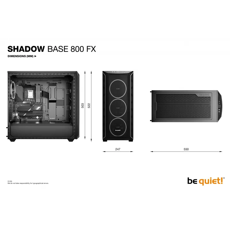 PC korpusas be quiet! Shadow Base 800 FX Midi Tower juodas