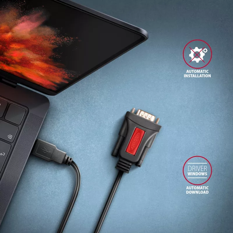 Axagon ADS-1PSN USB-A 2.0 - serial RS-232 DB9-M Prolific adapterio kabelis 1,5 m