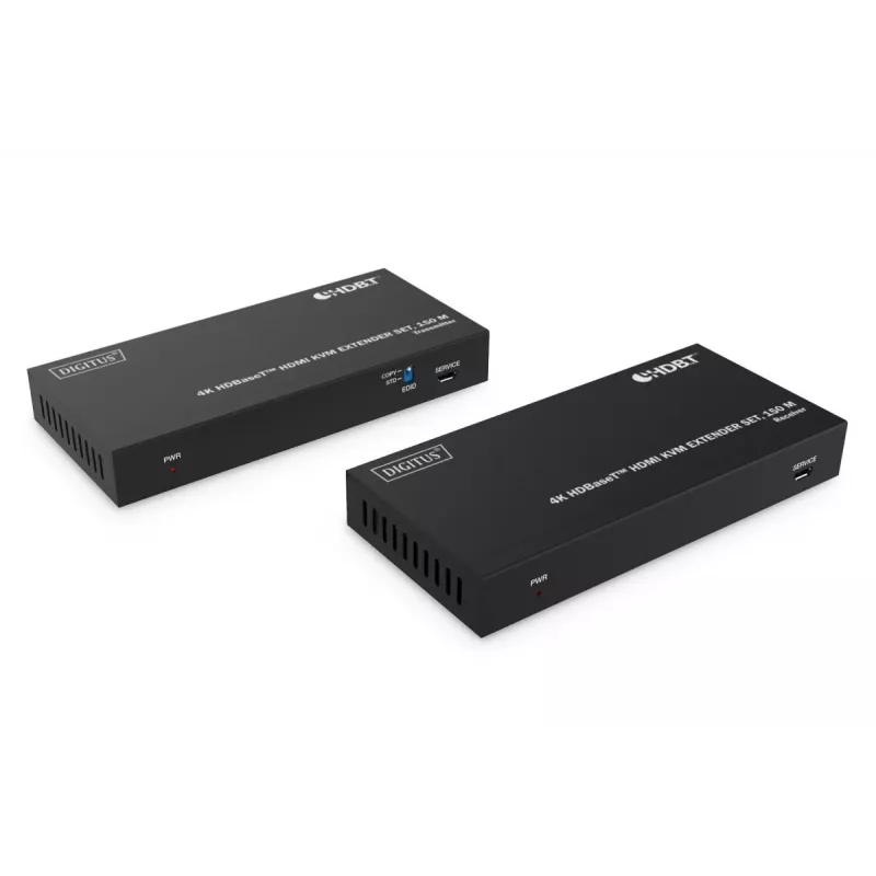 DIGITUS HDBaseT KVM Extender rinkinys - 150m 4K/60Hz USB 1.1 PoC IR juoda