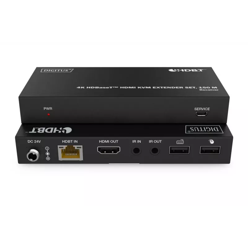 DIGITUS HDBaseT KVM Extender rinkinys - 150m 4K/60Hz USB 1.1 PoC IR juoda