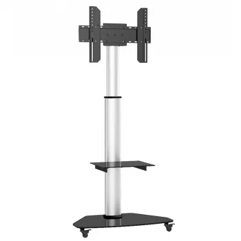 Techly Grindinis stovas su lentyna ir vežimėliu TV LCD/LED/Plasma 37-70 colių sidabrinis