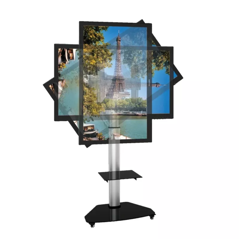 Techly Grindinis stovas su lentyna ir vežimėliu TV LCD/LED/Plasma 37-70 colių sidabrinis