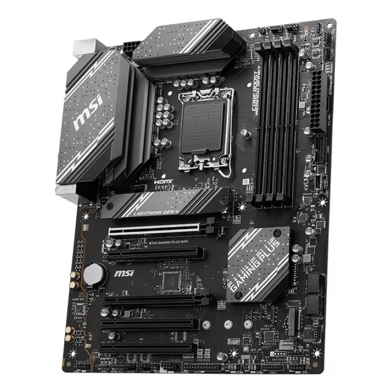 Motininė plokštė MSI B760 GAMING PLUS WIFI — Intel B760, LGA 1700, ATX, DDR5, 4 DIMM, Wi‑Fi 6E, 2.5Gb LAN