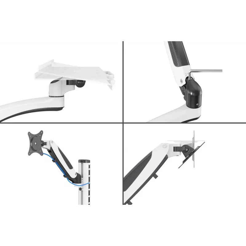 DIGITUS Workstation (Monitor. klaviatūra. pelė) Wall Mount 32in. 8kg. VESA 75x75/100x100. white/Juoda