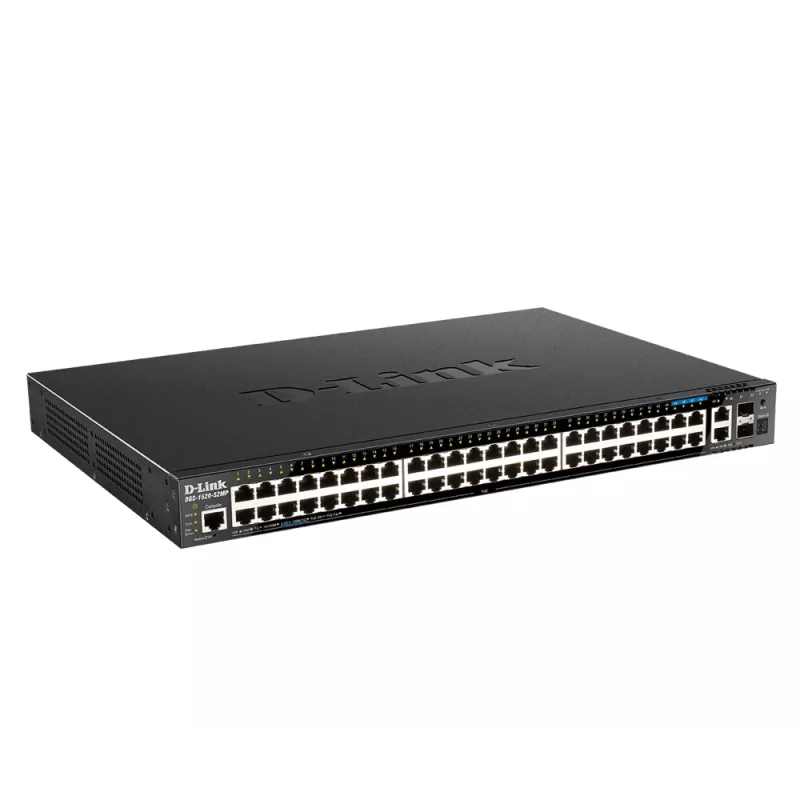 D-Link DGS-1520-52MP valdomas L3 Gigabit Ethernet (10/100/1000) maitinimas per Ethernet (PoE) 1U juodos spalvos
