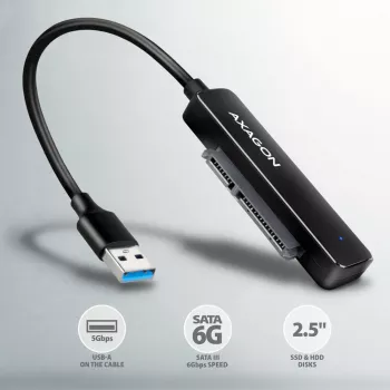 „Axagon ADSA-FP2A“ sąsajos kortelė USB 3.2 Gen 1 SATA kištukinis, juoda