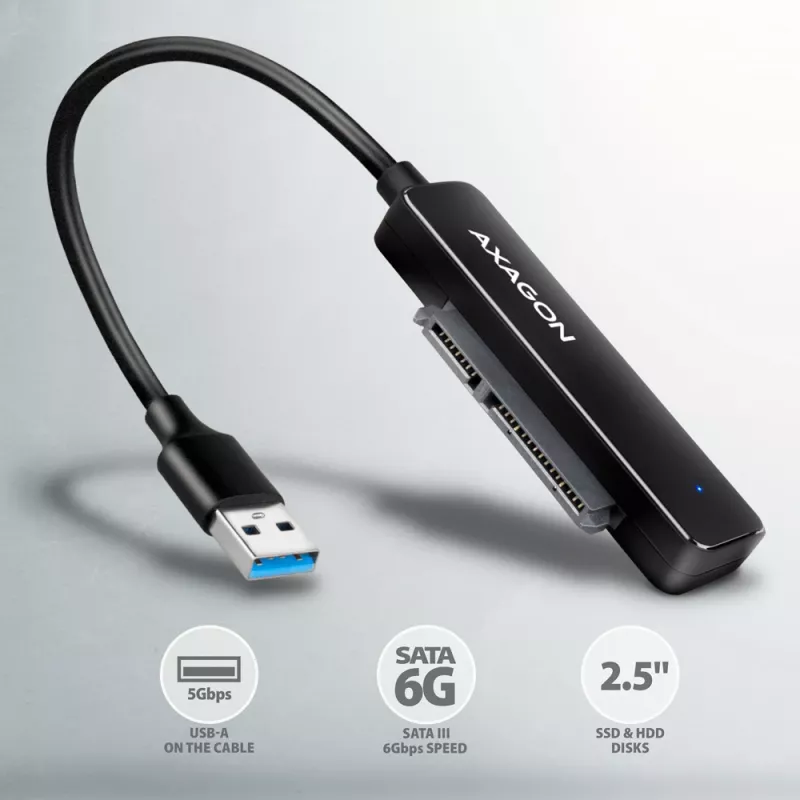 „Axagon ADSA-FP2A“ sąsajos kortelė USB 3.2 Gen 1 SATA kištukinis, juoda