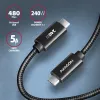 Axagon BUCM2-CM15AB Duomenų ir įkrovimo USB 480Mbps kabelis 1,5 m. PD 240W, 5A. Juodas pintas