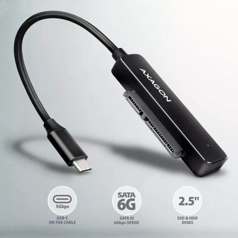 Axagon ADSA-FP2C USB-C 5Gbps - SATA 6G, 2.5 SSD/HDD SLIM adapter - Adapter - Skaitmeninių/duomenų sąsajų plokštės/adapteriai