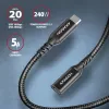Axagon BUCM32-CF05AB SPEED+ USB-C USB 20Gbps ilginimo kabelis 0,5 m