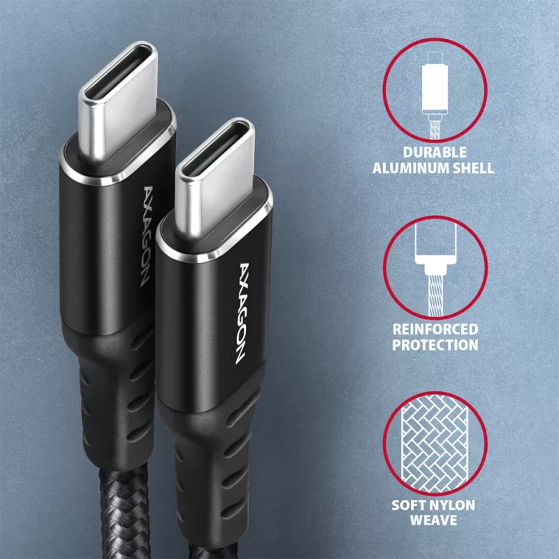 USB laidas Axagon BUCM-CM10AB 1m USB 2.0 USB C juodas