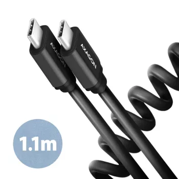 USB kabelis Axagon BUCM-CM20TB 1,1 m PD 60W 3A juodas