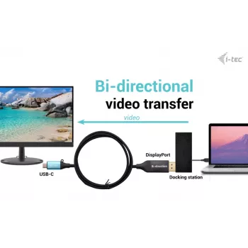 i-tec USB-C DisplayPort dvikryptis kabelio adapteris 8K/30Hz 150 cm