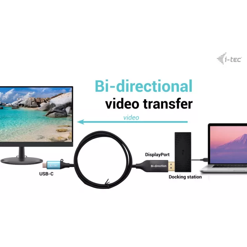 i-tec USB-C DisplayPort dvikryptis kabelio adapteris 8K/30Hz 150 cm