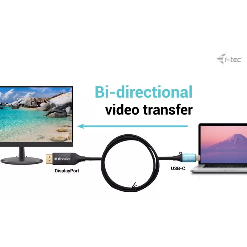 i-tec USB-C DisplayPort dvikryptis kabelio adapteris 8K/30Hz 150 cm