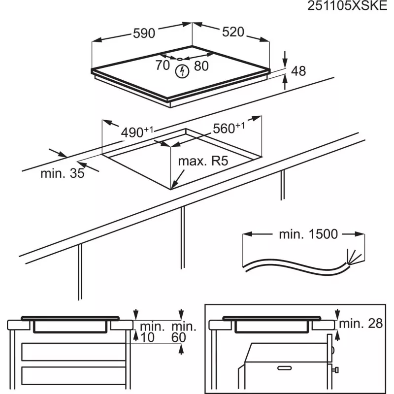 Electrolux Serie 300 LIB60420CK Juoda Built-in 59 cm Zone induction hob 4 zone(s)