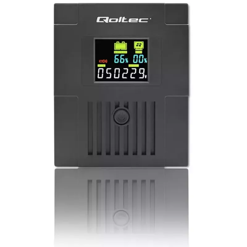 Nepertraukiamo maitinimo šaltinis QOLTEC 53770, Line-Interactive UPS 1,5 kVA (900 W), 2 C13 lizdai, AVR, LCD, USB Type-B