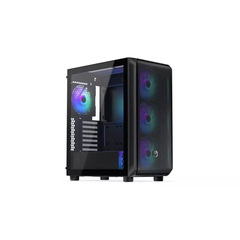 PC korpusas ENDORFY Arx 500 ARGB ATX juodas — grūdintas stiklas, ARGB, ATX, maks. GPU 350 mm, CPU aušintuvo aukštis 179 mm, 7 išplėtimo lizdai
