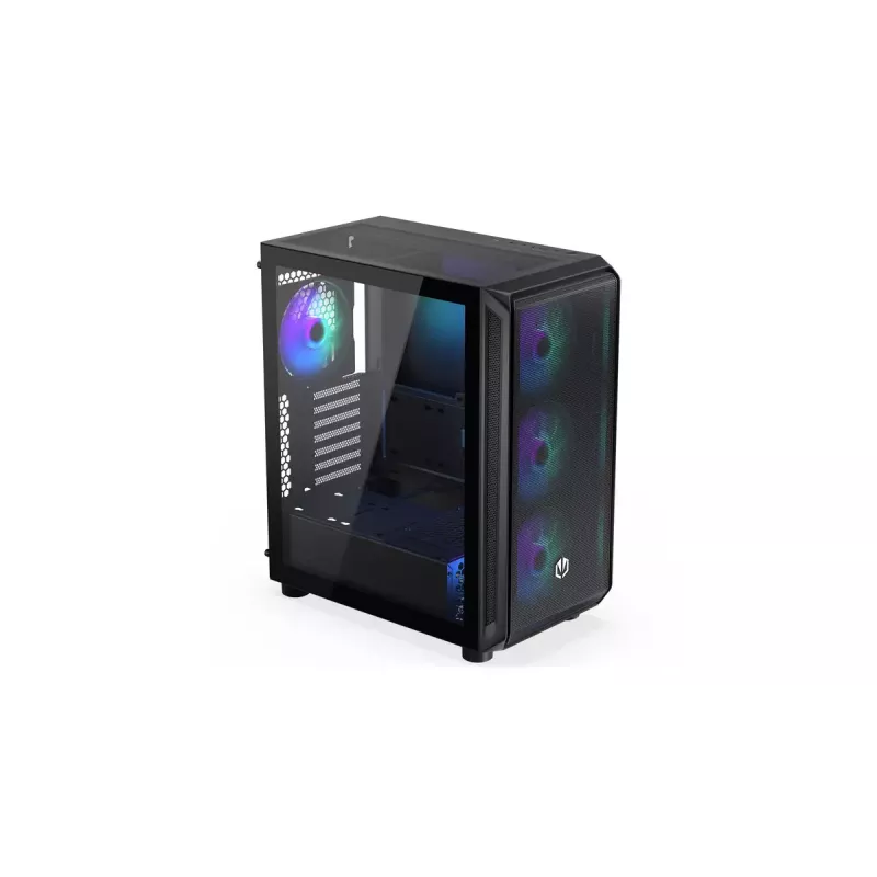 PC korpusas ENDORFY Arx 500 ARGB ATX juodas — grūdintas stiklas, ARGB, ATX, maks. GPU 350 mm, CPU aušintuvo aukštis 179 mm, 7 išplėtimo lizdai
