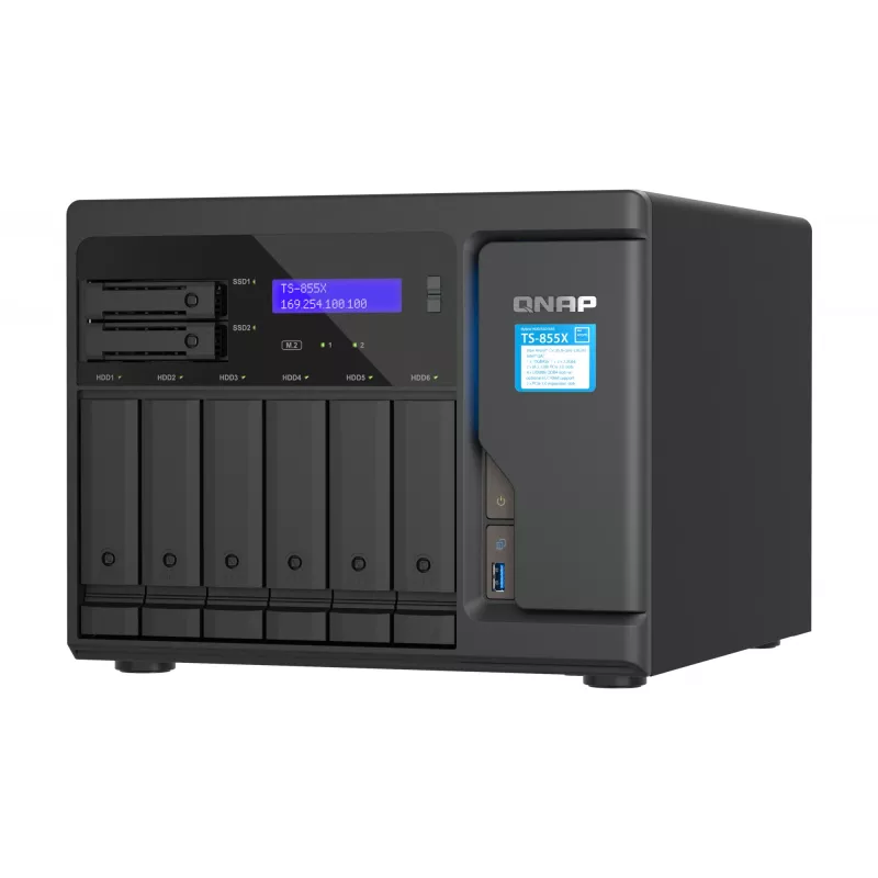 QNAP TS-855X SAN bokštinis Intel Atom® C5125 8 GB DDR4 0 TB QNAP QTS juodos spalvos