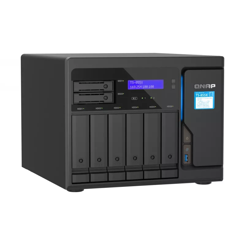 QNAP TS-855X SAN bokštinis Intel Atom® C5125 8 GB DDR4 0 TB QNAP QTS juodos spalvos