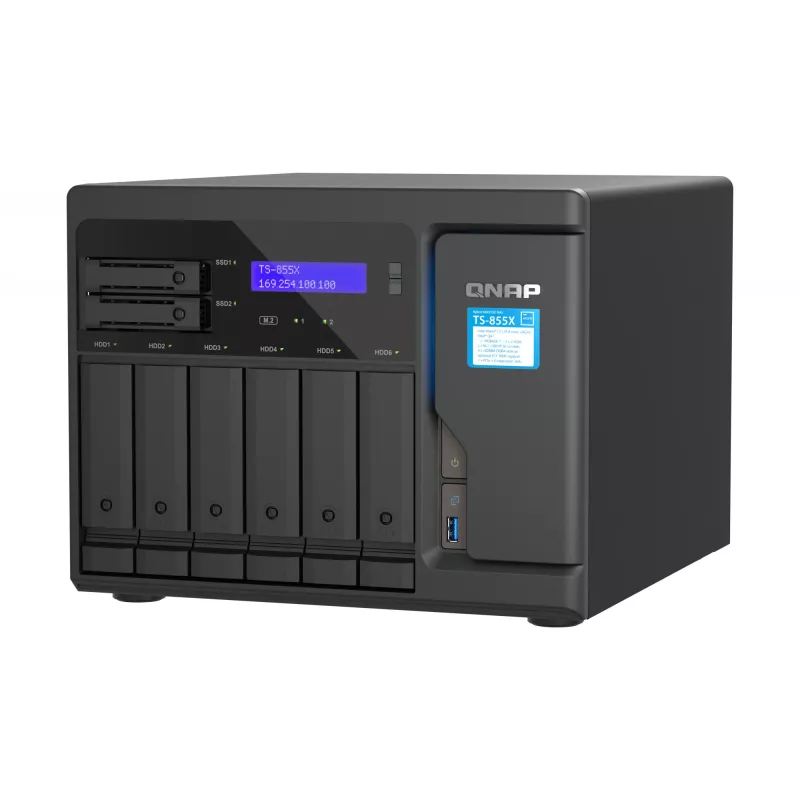 QNAP TS-855X SAN bokštinis Intel Atom® C5125 8 GB DDR4 0 TB QNAP QTS juodos spalvos