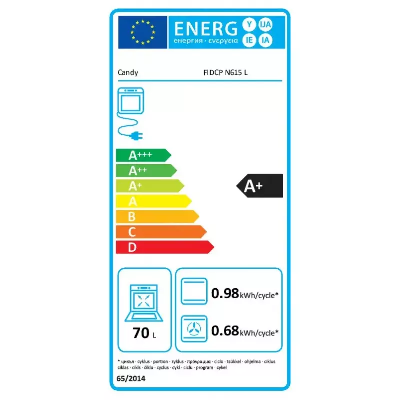 Įmontuojama orkaitė Candy Idea FIDCP N615 L, elektrinė orkaitė