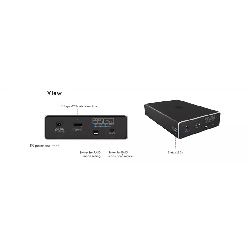 ICY BOX RAID korpusas 2x HDD/SSD USB 3.2 Gen 2 Type-C® / Type-A sąsaja