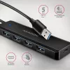 Axagon HUE-C1A 4x USB 5Gbps TRAVEL hub, USB-C maitinimo įvadas, 19 cm USB-A kabelis