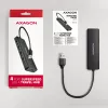 Axagon HUE-C1A 4x USB 5Gbps TRAVEL hub, USB-C maitinimo įvadas, 19 cm USB-A kabelis