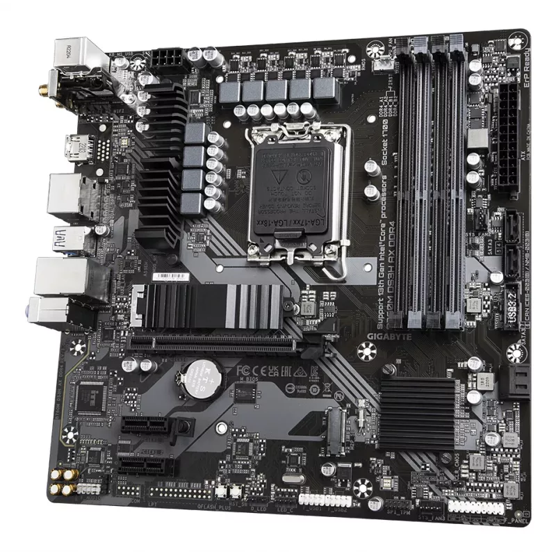 GIGABYTE B760M DS3H AX DDR4 pagrindinė plokštė – palaiko Intel Core 14-osios kartos procesorius, 6+2+1 fazių skaitmeninis VRM, iki 5333MHz DDR4 (OC), 2xPCIe 4.0 M.2, Wi-Fi 6E, 2.5GbE LAN, USB 3.2 Gen2