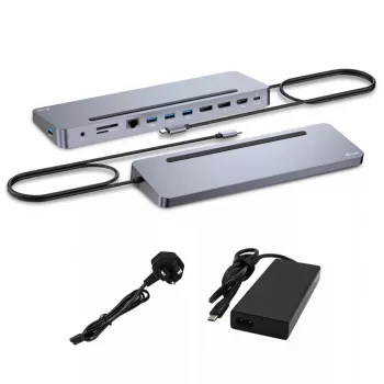 i-tec USB-C Metal Ergonomic 3x 4K Display Docking Station su Power Delivery 100 W ir universaliu įkrovikliu 100 W