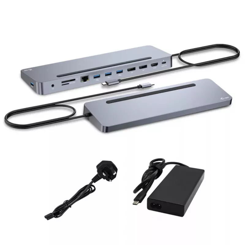 i-tec USB-C Metal Ergonomic 3x 4K Display Docking Station su Power Delivery 100 W ir universaliu įkrovikliu 100 W