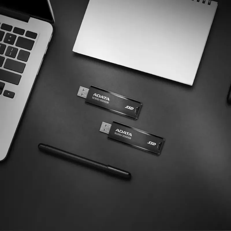 ADATA SC610 USB atmintinė 2 TB įmautė USB Type-A 3.2 Gen 2, 550 MB/s skaitymo, 500 MB/s rašymo, juoda