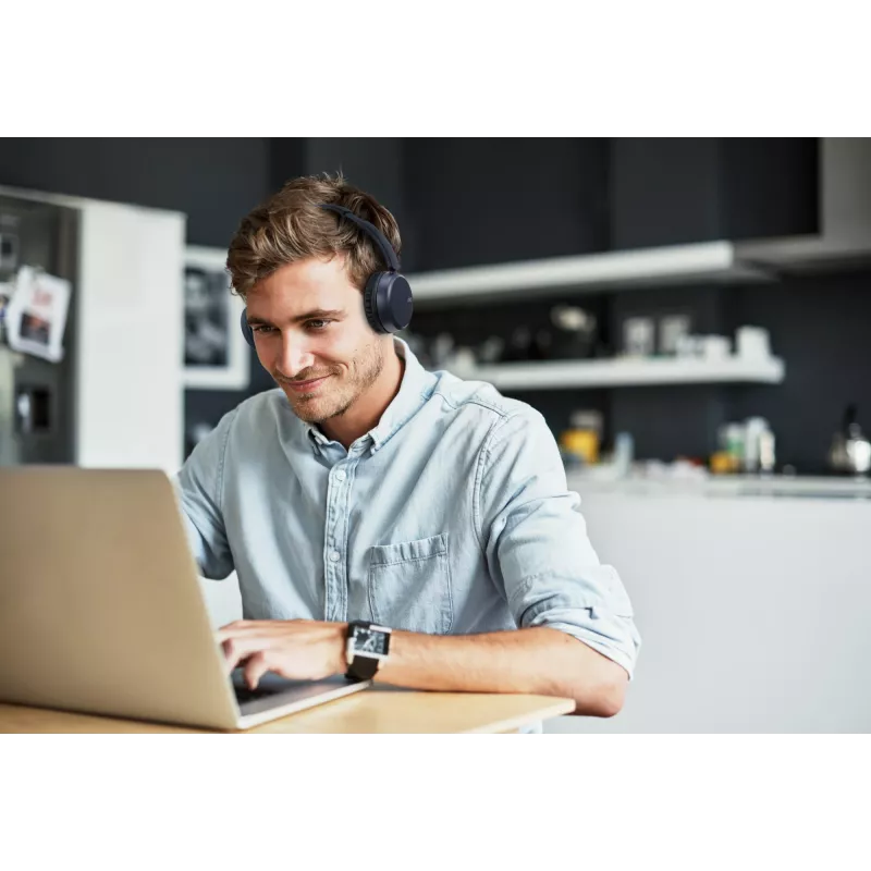Belaidės ausinės ant galvos JVC HA-S36W-A-U — Bluetooth 5.2, 35 h veikimo laikas, įmontuotas mikrofonas, mėlyna