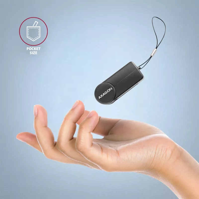 Axagon CRE-SMPC USB-C išmaniosios kortelės/ID kortelės kišeninis skaitytuvas išmaniųjų kortelių skaitytuvas Vidaus USB Type-C Juoda