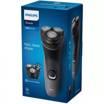 Philips Shaver 1000 Series S1142/00 Elektrinis skustuvas, Rotacinis skustuvas, Juoda, Pilka, PowerCut peiliukų sistema, SH30, 2 metai, Baterija