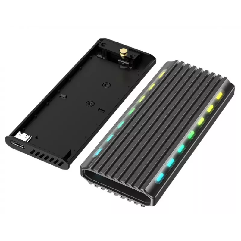SSD korpusas GEMBIRD EE2280-U3C-03 Juodas vienam M.2 diskui, USB 3.2 Gen 2 (10 Gbit/s), USB Type-C, aliuminis