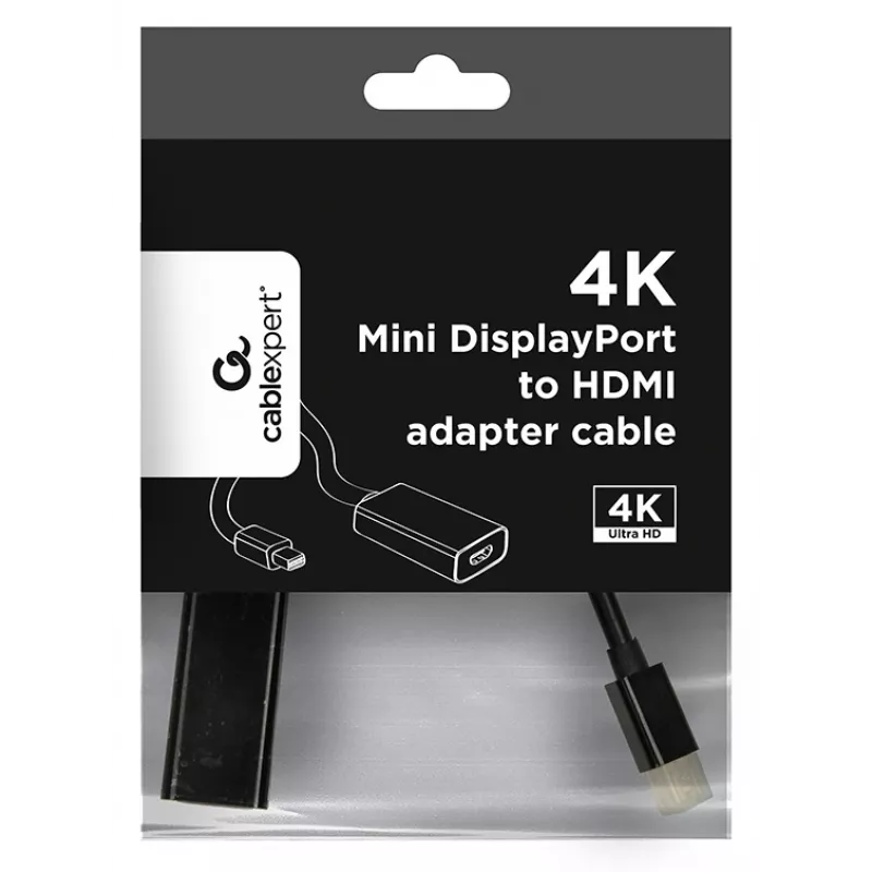„Mini DisplayPort“ į HDMI laidas Gembird A-MDPM-HDMIF4K-01 0,15 m, 4K, juodas
