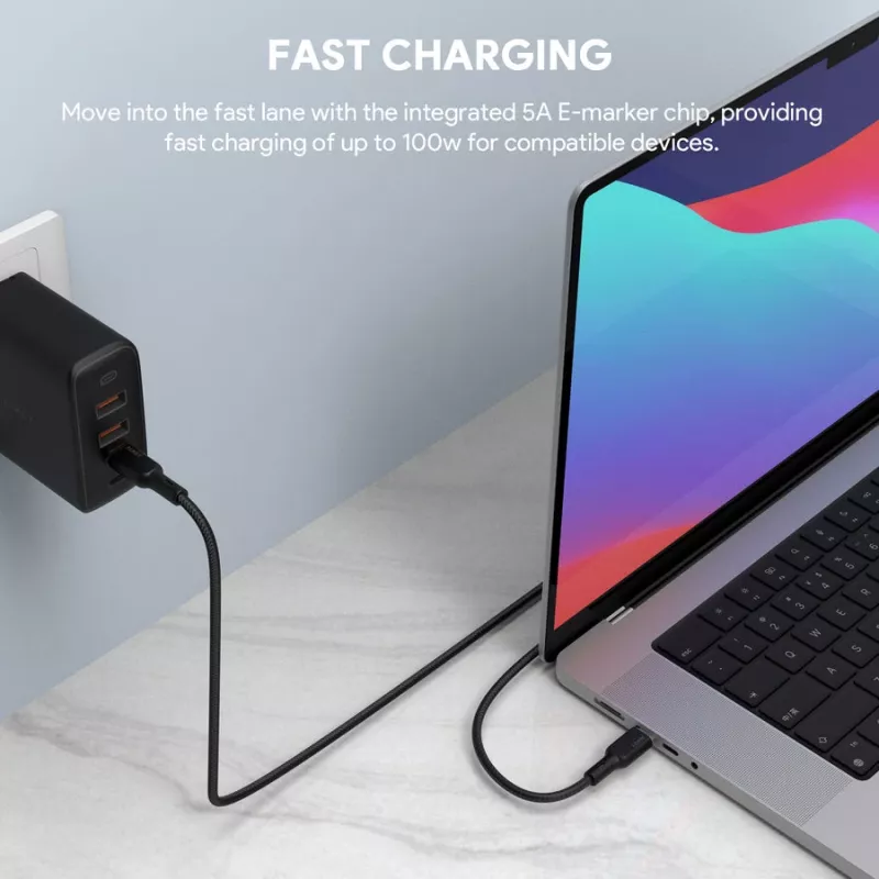 USB kabelis AUKEY CB-KCC102 1,8 m USB C juodas 0,48 Gbit/s