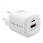 QOLTEC Charger 50763 — Indoor AC Fast Charger 35W, USB-C PD 3.0 + USB-A, 5–20V, White