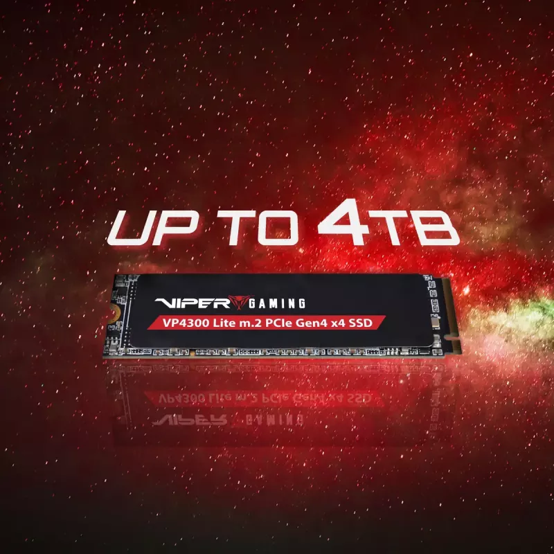 M.2 2280 NVMe SSD PATRIOT VP4300 Lite 4 TB, PCIe 4.0 x4, skaitymo 7400 MB/s, rašymo 6000 MB/s, NVMe 2.0